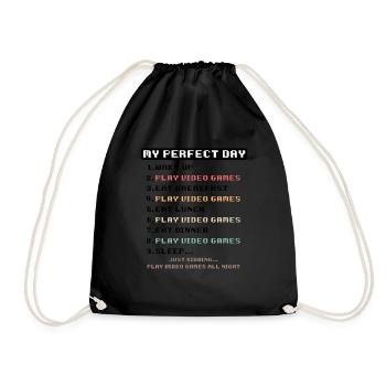 Vintage Gamer tee for Boy Girl Kids Perfect Day - Drawstring Bag - black - Front