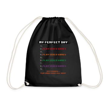 Vintage Gamer T-Shirt für Boy Girl Kids Perfect Day - Turnbeutel - Schwarz - Vorne