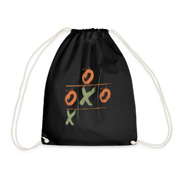 Tic-Tac-Toe-Skizze: Handgezeichnetes Spiel - Turnbeutel - Schwarz - Vorne
