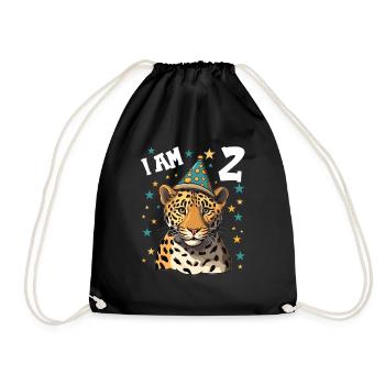 2nd Birthday I'm 2 Years Old Leopard Leopard - Drawstring Bag - black - Front