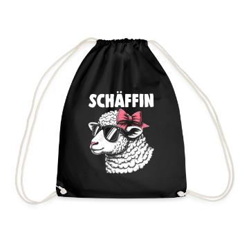 Chef Chefin Schaf Geschenk Schäfin Spruch - Turnbeutel - Schwarz - Vorne