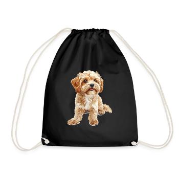 Maltipoo Dog Breed Pet Cute Funny Graphic - Drawstring Bag - black - Front