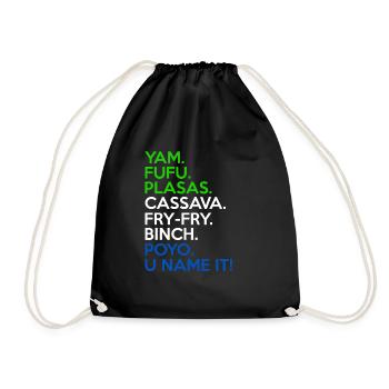 Sierra Leone Flag West African Food Yam Fufu - Drawstring Bag - black - Front