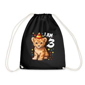 I'm 3 Years Old Lion Lion 3rd Birthday - Drawstring Bag - black - Front