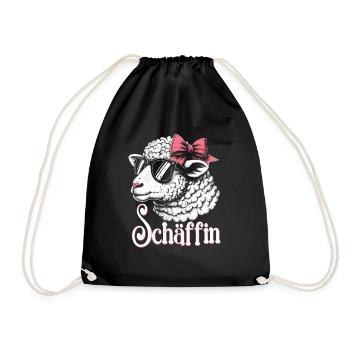 Chef Chefin Schaf Geschenk Schäfin Spruch - Turnbeutel - Schwarz - Vorne