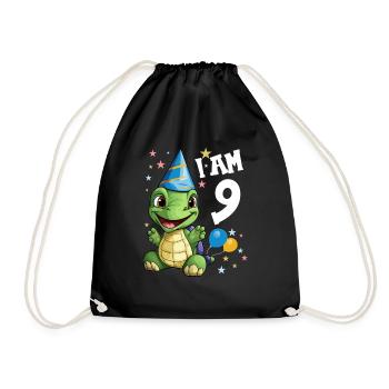 Je suis 9 Tortues Tortue 9e anniversaire - Sac de sport léger - noir - Devant