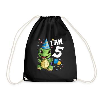 Je suis 5 Tortues Tortue 5e anniversaire - Sac de sport léger - noir - Devant