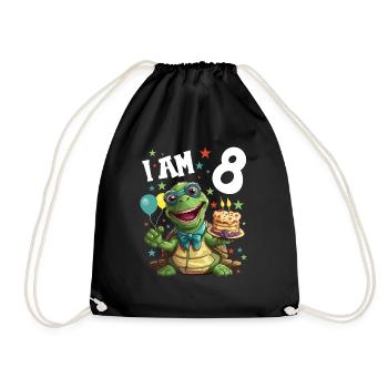 Je suis 8 Tortues Tortue 8e anniversaire - Sac de sport léger - noir - Devant