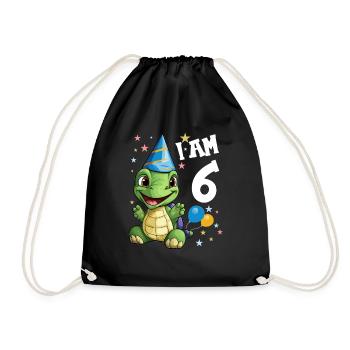 Je suis 6 tortues Tortue 6e anniversaire - Sac de sport léger - noir - Devant