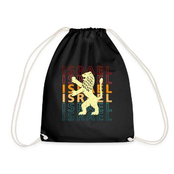 Lion Israel IDF Jewish Judah Coat of Arms Retro - Drawstring Bag - black - Front
