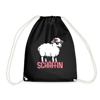 Chef Chefin Schaf Geschenk Schäfin Spruch - Turnbeutel - Schwarz - Vorne