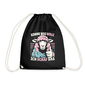 Schaf Motivation Prüfung Glück Spruch Geschenk - Turnbeutel - Schwarz - Vorne