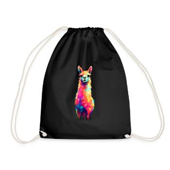 Llama Alpaca Vintage Gift - Drawstring Bag - black - Front