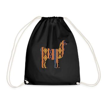 Llama Alpaca Vintage Peru Gift - Drawstring Bag - black - Front