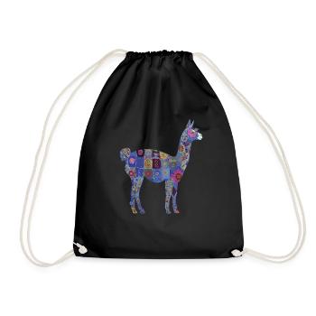 Llama Alpaca Vintage Gift - Drawstring Bag - black - Front