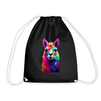 Llama Alpaca Vintage Gift - Drawstring Bag - black - Front