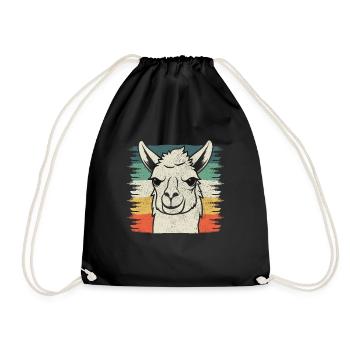 Llama Alpaca Vintage Gift - Drawstring Bag - black - Front