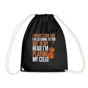 Cello Player Cellist Musician Cello - Drawstring Bag - black - Front