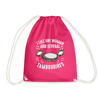 Tamburin für Männer Frauen Lustiger Tamburinspieler - Turnbeutel - Fuchsia - Vorne