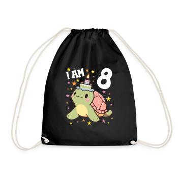 Je suis 8 Tortues Tortue 8e anniversaire - Sac de sport léger - noir - Devant