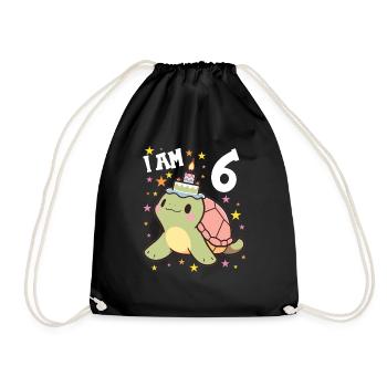 Je suis 6 tortues Tortue 6e anniversaire - Sac de sport léger - noir - Devant