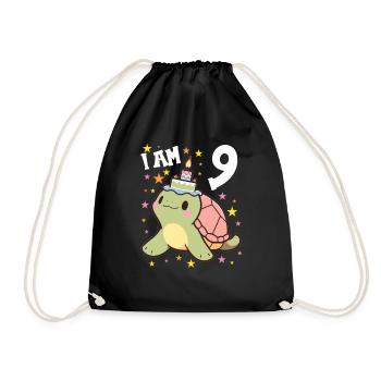 Je suis 9 Tortues Tortue 9e anniversaire - Sac de sport léger - noir - Devant