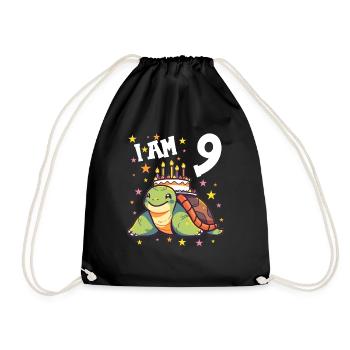 Je suis 9 Tortues Tortue 9e anniversaire - Sac de sport léger - noir - Devant