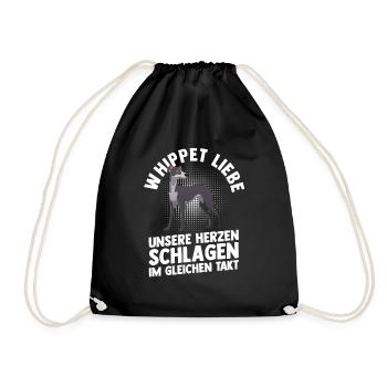 Hund Whippet - Turnbeutel - Schwarz - Vorne