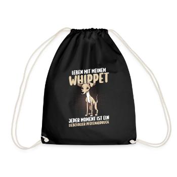 Hund Whippet - Turnbeutel - Schwarz - Vorne