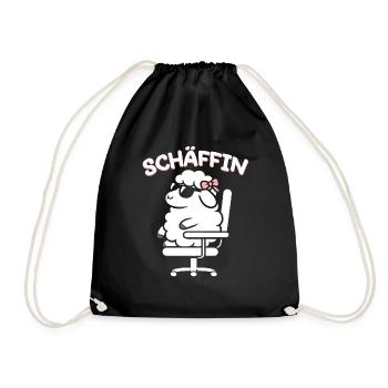 Chef Chefin Schaf Geschenk Schäfin Spruch - Turnbeutel - Schwarz - Vorne