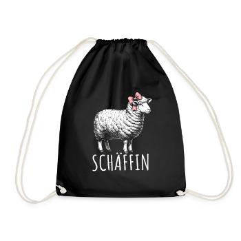 Chef Chefin Schaf Geschenk Schäfin Spruch - Turnbeutel - Schwarz - Vorne