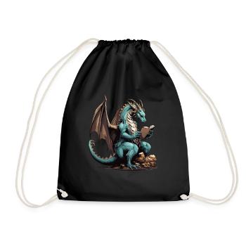 Dragons Und Bücher Nerd Dragon Liebhaber - Turnbeutel - Schwarz - Vorne