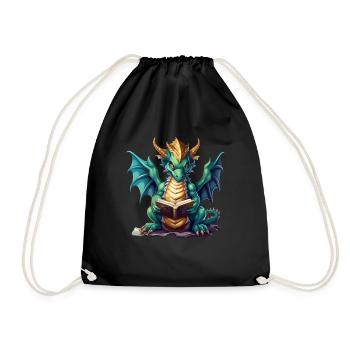 Dragons Und Bücher Nerd Dragon Liebhaber - Turnbeutel - Schwarz - Vorne