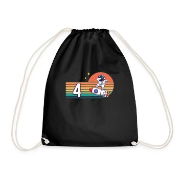 Vintage Rocket Astronaut 4 Years Dab 4th - Drawstring Bag - black - Front