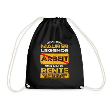 Maurer lustiges Rente Pension - Turnbeutel - Schwarz - Vorne