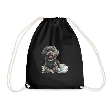 Schnoodle Snoodle avec café chien race animal mignon - Sac de sport léger - noir - Devant