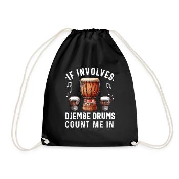 Djembe For Africa Drum Player Jembe Music Men Dad - Drawstring Bag - black - Front