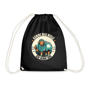 Schaf Motivation Prüfung Glück Spruch Geschenk - Turnbeutel - Schwarz - Vorne