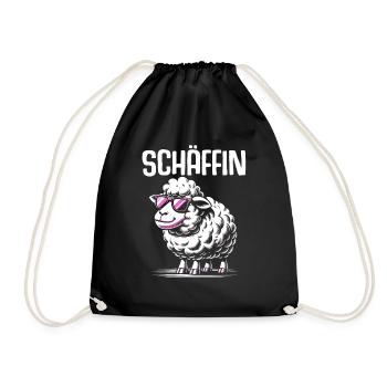 Chef Chefin Schaf Geschenk Schäfin Spruch - Turnbeutel - Schwarz - Vorne