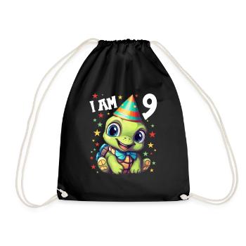 Je suis 9 Tortues Tortue 9e anniversaire - Sac de sport léger - noir - Devant