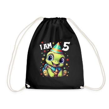 Je suis 5 Tortues Tortue 5e anniversaire - Sac de sport léger - noir - Devant