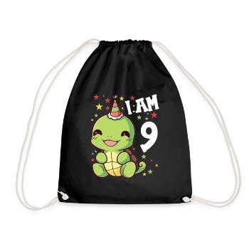 Je suis 9 Tortues Tortue 9e anniversaire - Sac de sport léger - noir - Devant