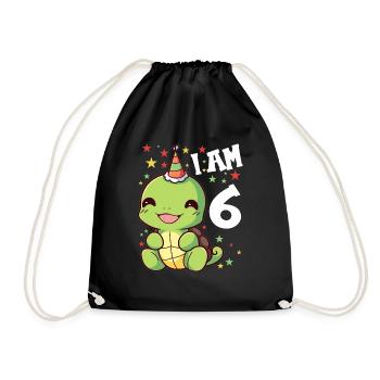 Je suis 6 tortues Tortue 6e anniversaire - Sac de sport léger - noir - Devant