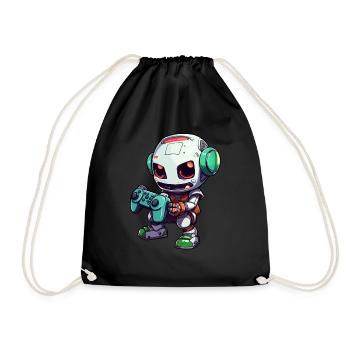 Joueur de robot mignon Robot de jeu drôle - Sac de sport léger - noir - Devant