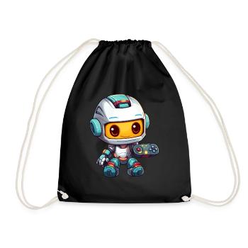 Robot mignon Joueur Robot de jeu drôle - Sac de sport léger - noir - Devant
