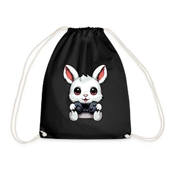 Mignon Lapin Joueur Drôle Lapin De Jeu - Sac de sport léger - noir - Devant
