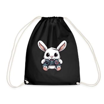 Mignon Lapin Joueur Drôle Lapin De Jeu - Sac de sport léger - noir - Devant