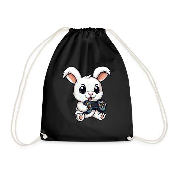 Mignon Lapin Joueur Drôle Lapin De Jeu - Sac de sport léger - noir - Devant