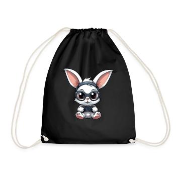 Mignon Lapin Joueur Drôle Lapin De Jeu - Sac de sport léger - noir - Devant