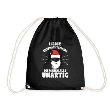 Lieber Weihnachtsmann die waren alle Unartig - Turnbeutel - Schwarz - Vorne
